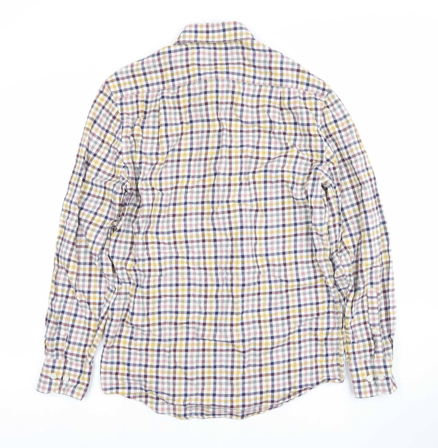 Marks and Spencer Men's Multicoloured Check Cotton Shirt 14.5in Regular Fit