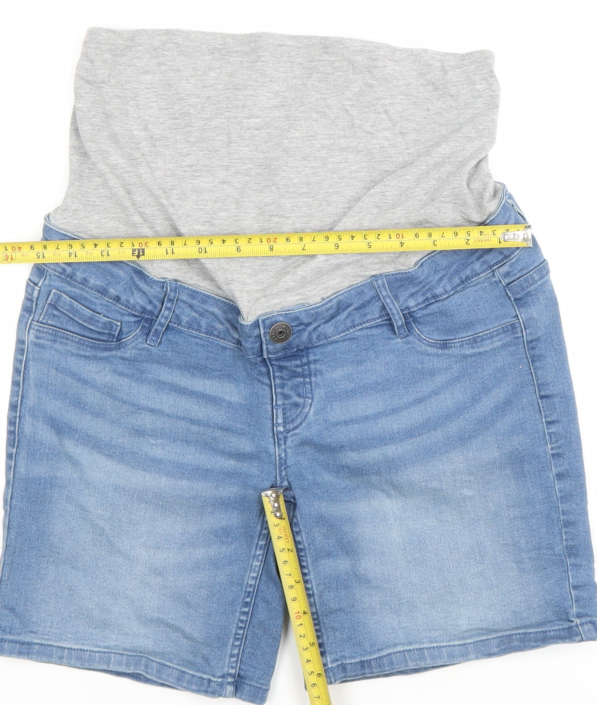 Esmara Women's Blue Maternity Denim Shorts Size 12 Stretch Comfort