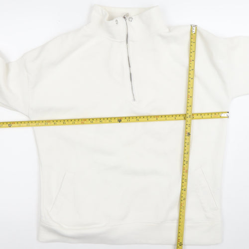 Primark Womens White XS 1/2 Zip Fleece Sweatshirt Pullover