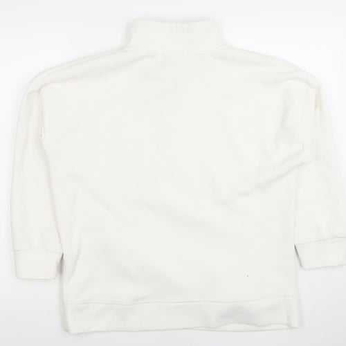 Primark Womens White XS 1/2 Zip Fleece Sweatshirt Pullover