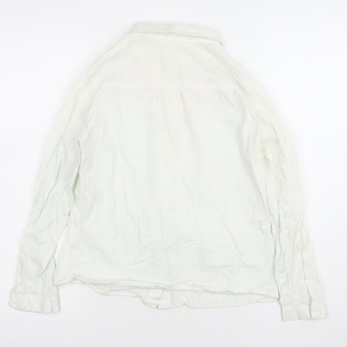 SLLSKY Womens White Embroidered Cotton Button-Up Shirt XS