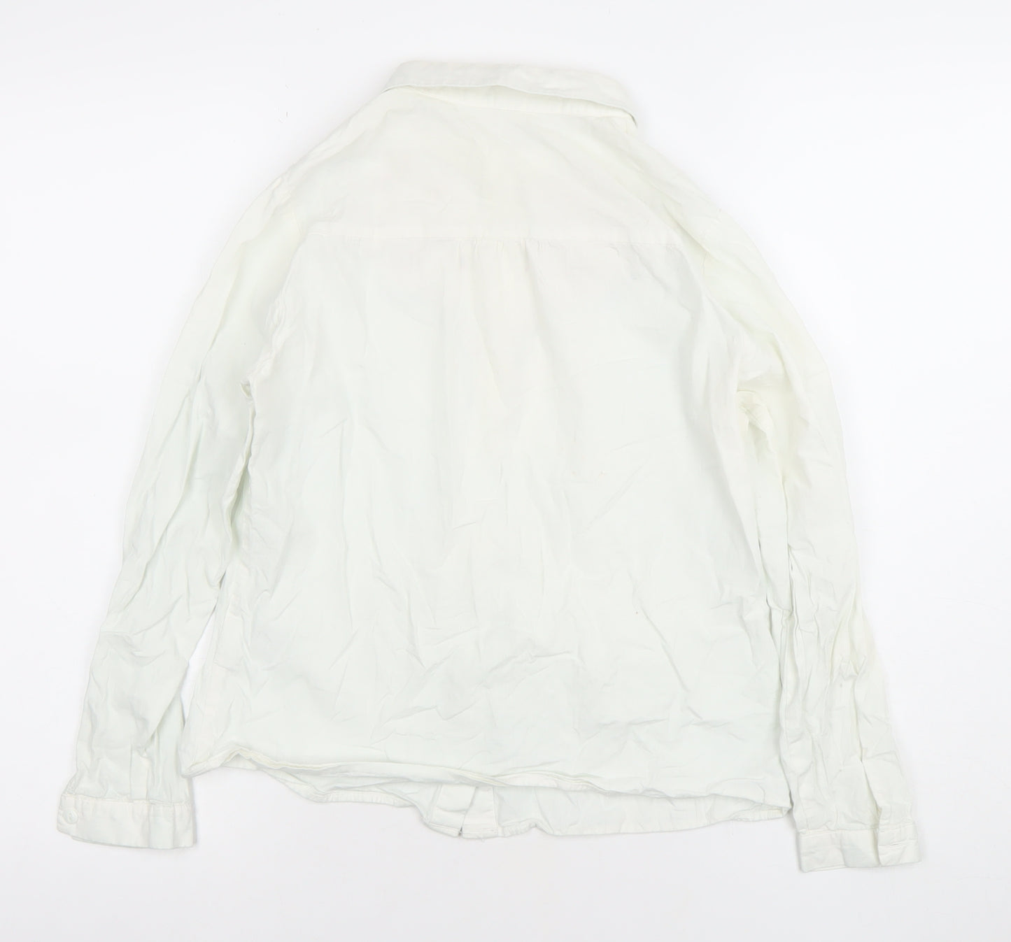 SLLSKY Womens White Embroidered Cotton Button-Up Shirt XS