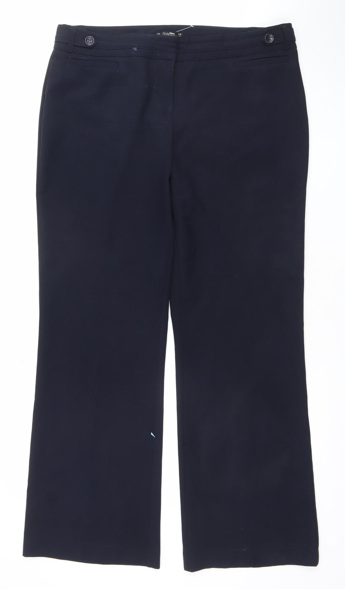 Dunnes Women Navy Blue Size 14 Polyester Straight Leg Trousers