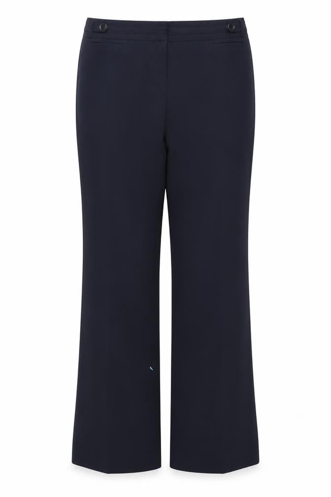 Front view of Dunnes Women Navy Blue, size 14, Polyester Straight Leg Trousers