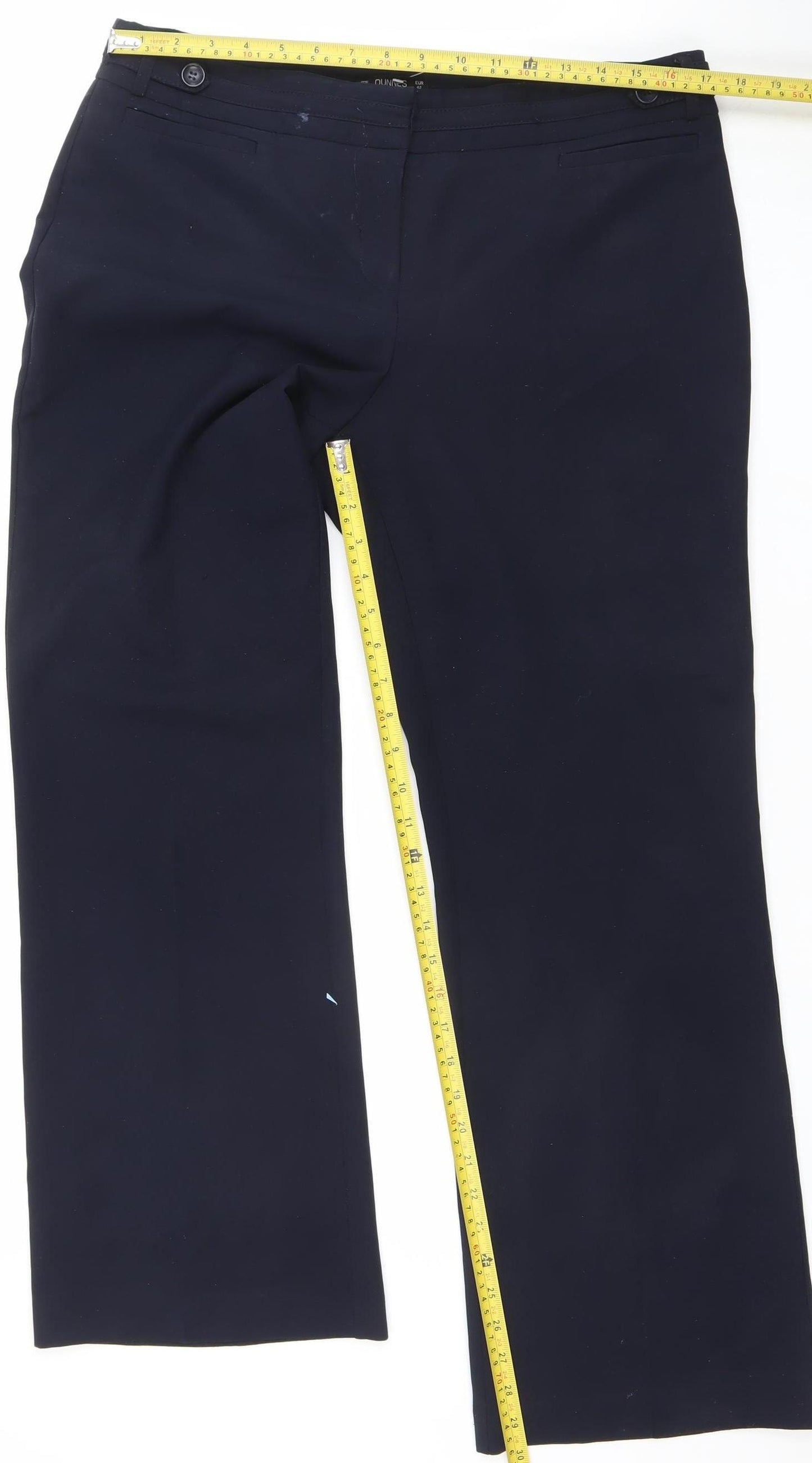 Dunnes Women Navy Blue Size 14 Polyester Straight Leg Trousers
