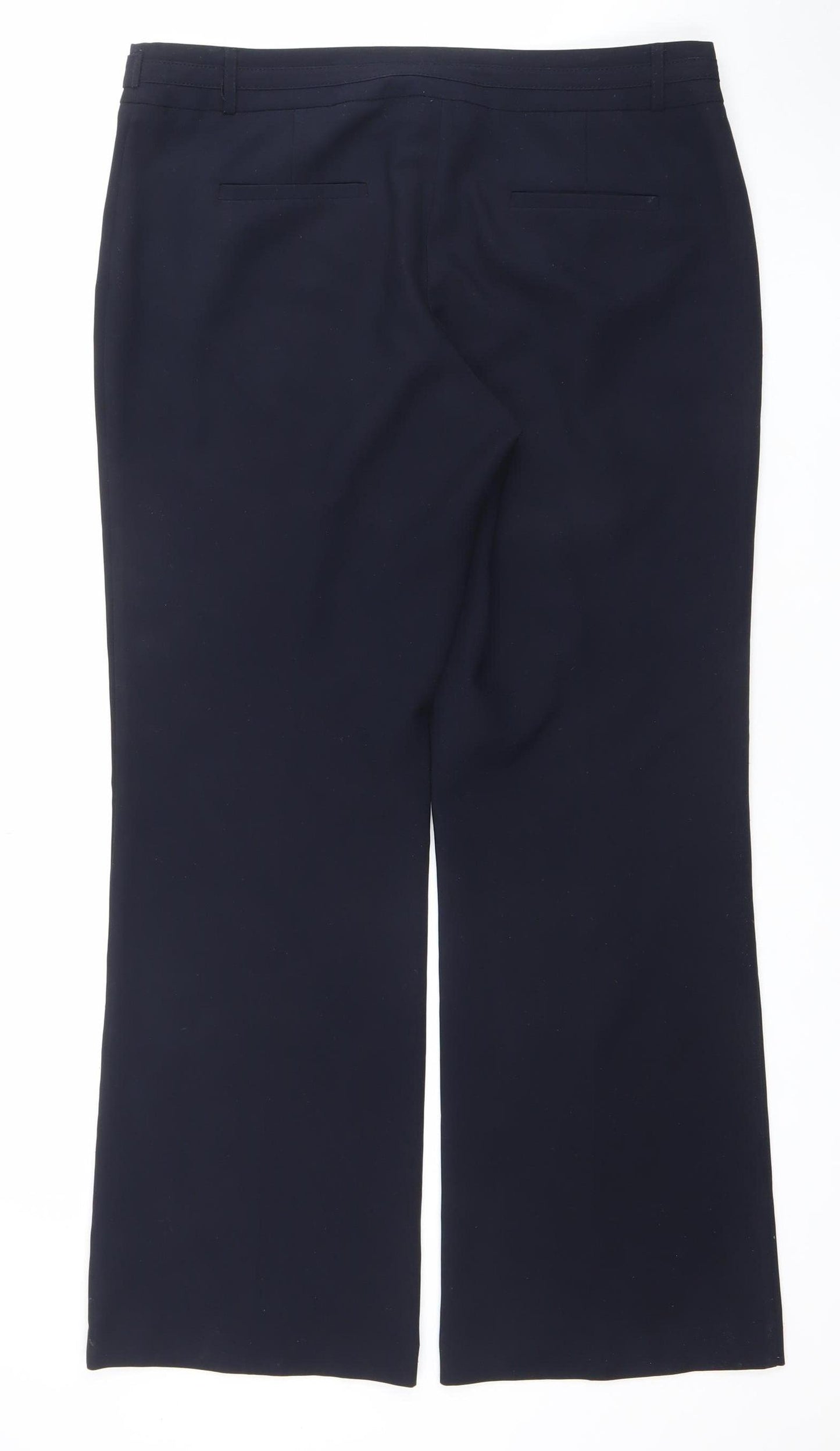 Dunnes Women Navy Blue Size 14 Polyester Straight Leg Trousers