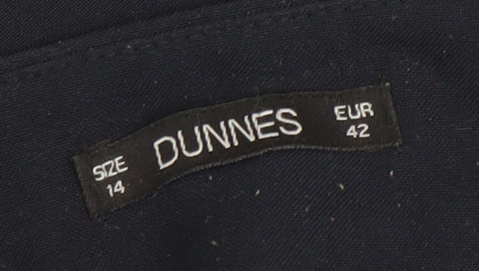 Dunnes Women Navy Blue Size 14 Polyester Straight Leg Trousers