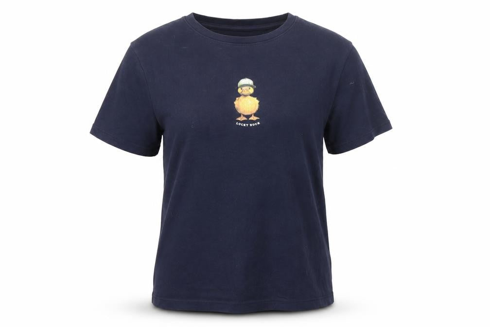 Primark Women's Blue Lucky Duck Graphic Cotton T-Shirt Size L