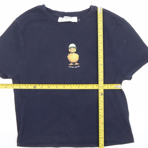 Primark Women's Blue Lucky Duck Graphic Cotton T-Shirt Size L
