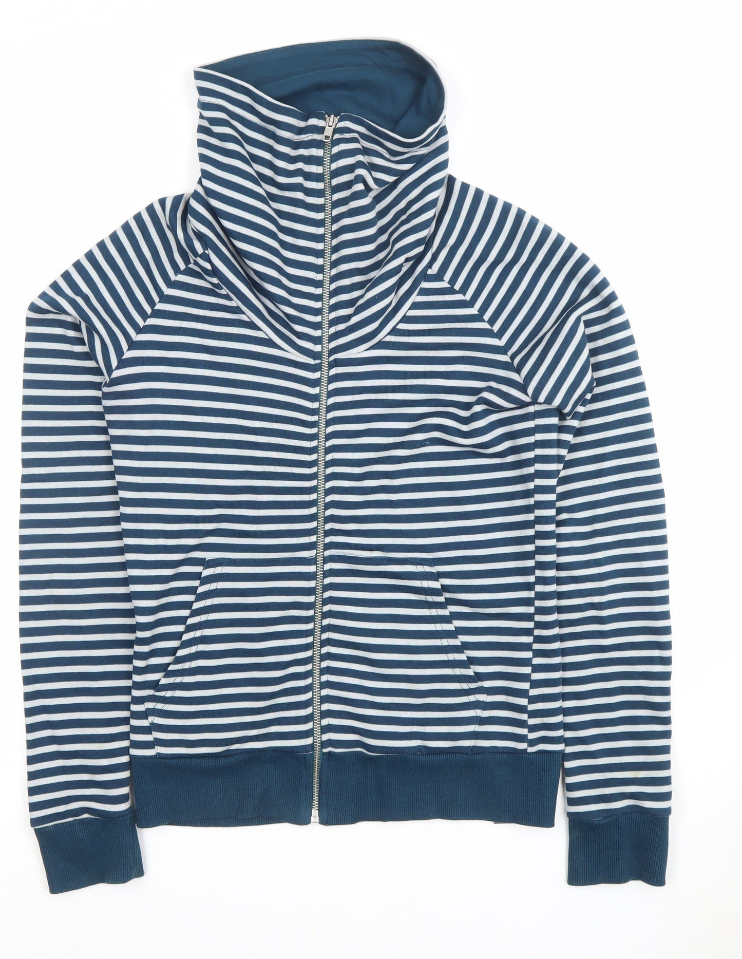 H&M Divided Women Blue White Striped Full Zip Hoodie Size 8