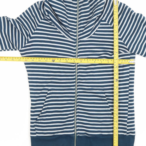 H&M Divided Women Blue White Striped Full Zip Hoodie Size 8