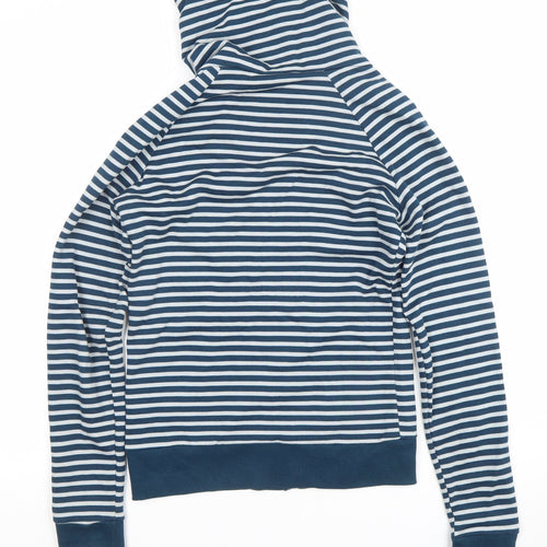 H&M Divided Women Blue White Striped Full Zip Hoodie Size 8
