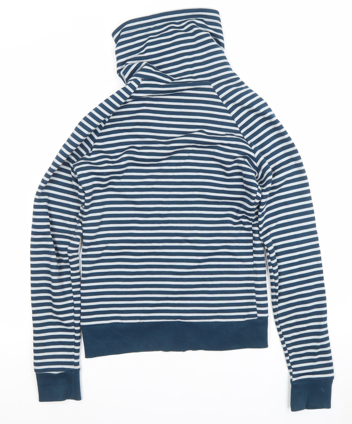 H&M Divided Women Blue White Striped Full Zip Hoodie Size 8