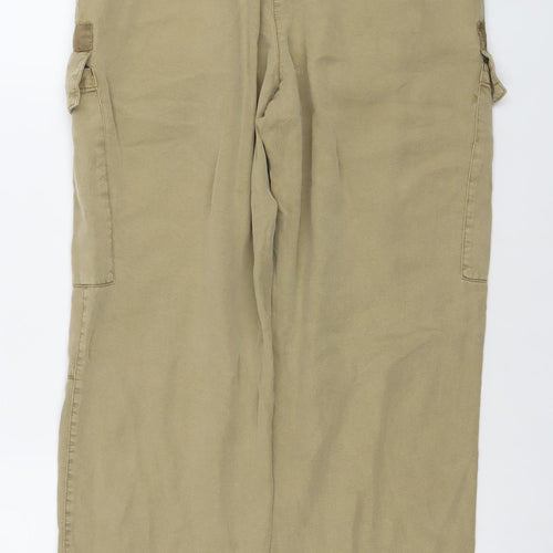 River Island Womens Beige Cargo Trousers Size 6 Lyocell Elastic Waist