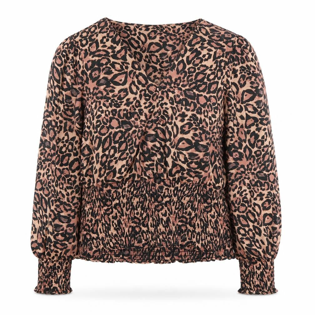 Gallery Women’s Brown Leopard Print V-Neck Satin Blouse Size 18