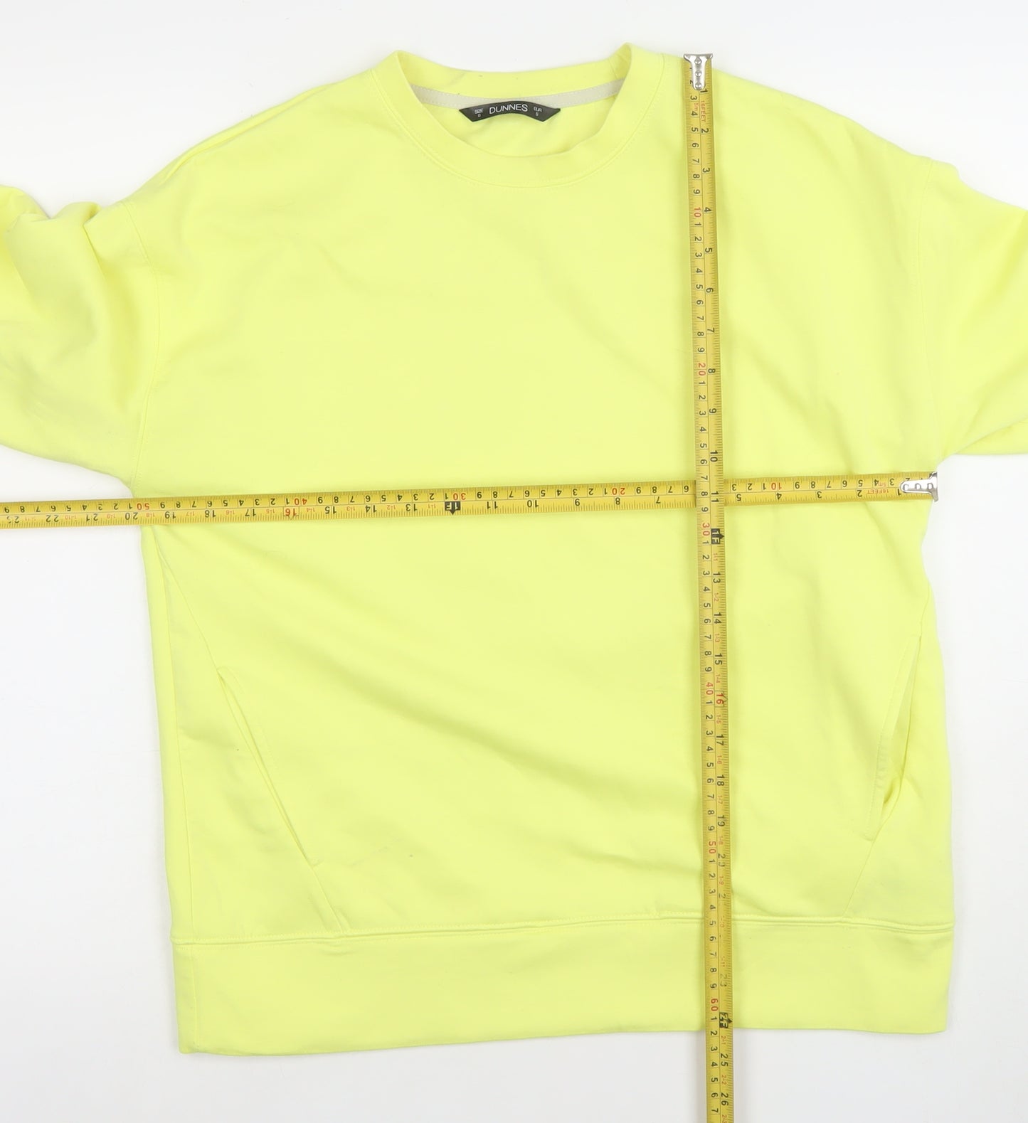 Dunnes Women Yellow Crew Neck Pullover Sweatshirt Size S
