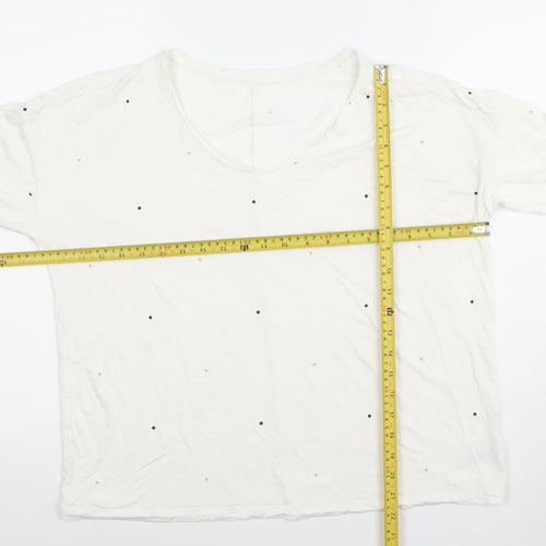 Dunnes Stores Women’s Ivory Polka Dot Long Sleeve V-Neck Jersey T-Shirt Size 14