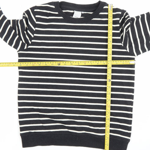 ICHI Womens Black White Striped Cotton Blend Pullover Sweatshirt Size S