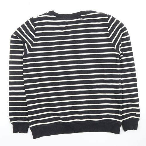 ICHI Womens Black White Striped Cotton Blend Pullover Sweatshirt Size S