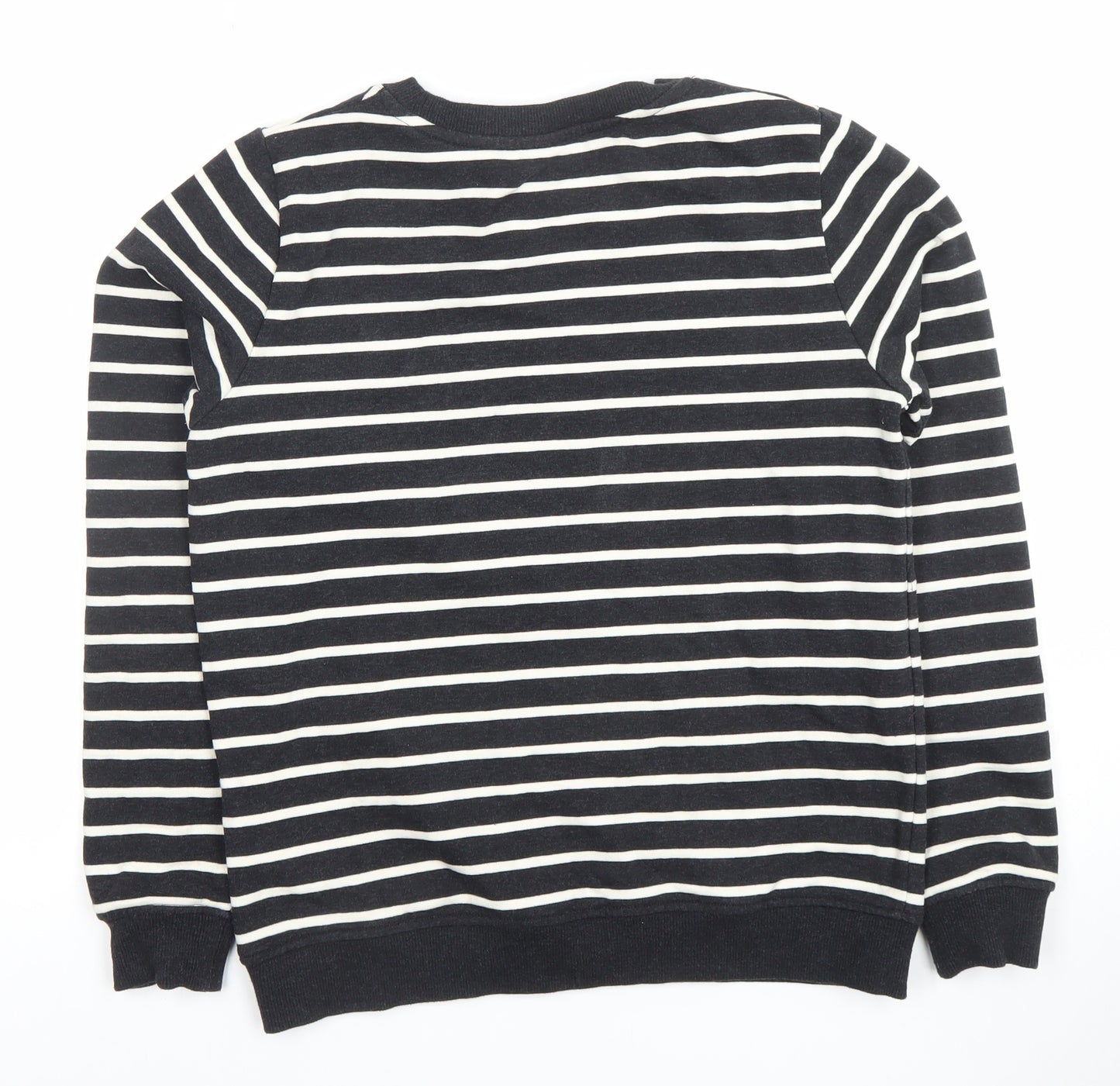 ICHI Womens Black White Striped Cotton Blend Pullover Sweatshirt Size S