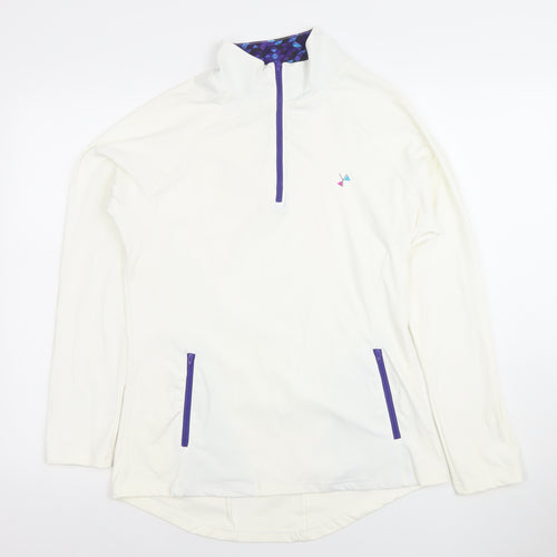 I-SPY Womens Ivory 1/4 Zip Long Sleeve Pullover Sweatshirt Size 10