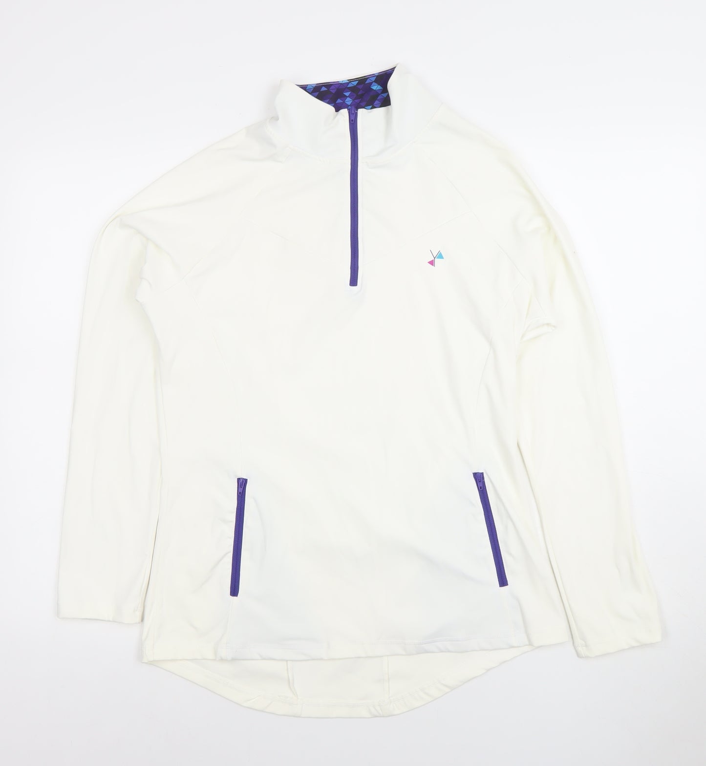 I-SPY Womens Ivory 1/4 Zip Long Sleeve Pullover Sweatshirt Size 10