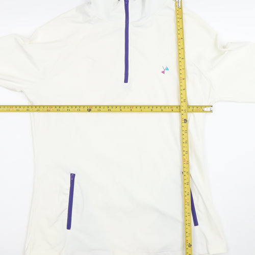 I-SPY Womens Ivory 1/4 Zip Long Sleeve Pullover Sweatshirt Size 10