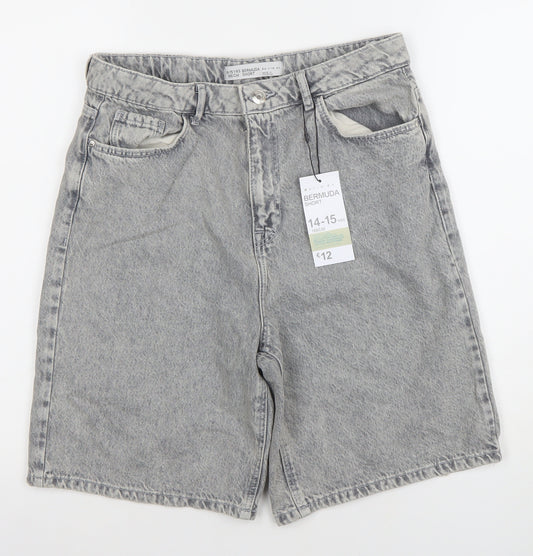 Primark Boys Grey Denim Bermuda Shorts 14-15 Years Regular Fit