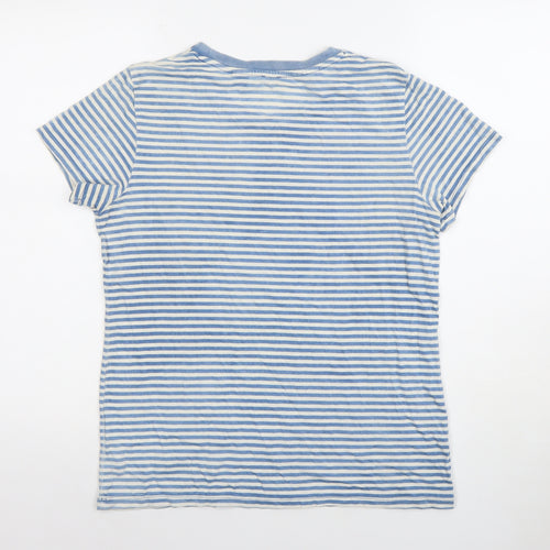 Levi's Women Blue Striped Cotton Crew Neck Short Sleeve T-Shirt S