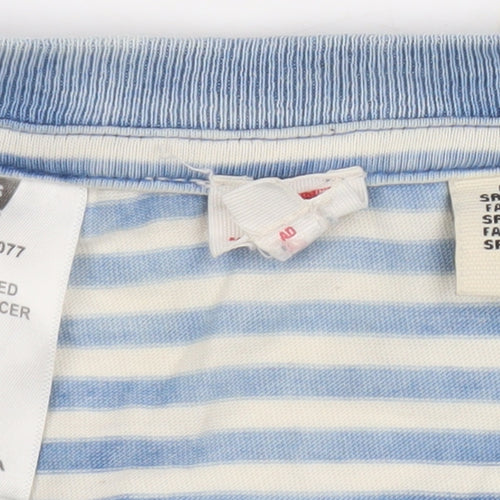 Levi's Women Blue Striped Cotton Crew Neck Short Sleeve T-Shirt S