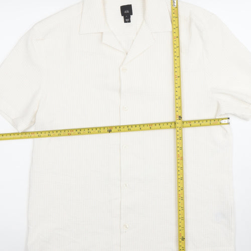 River Island Men's Ivory Short Sleeve Button-Up Shirt Size S