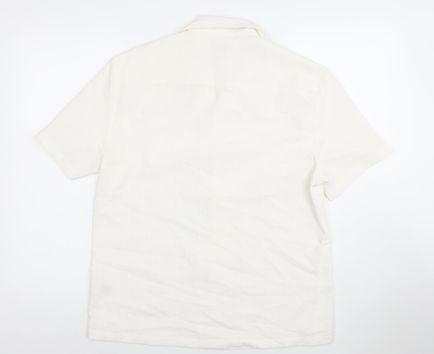River Island Men's Ivory Short Sleeve Button-Up Shirt Size S