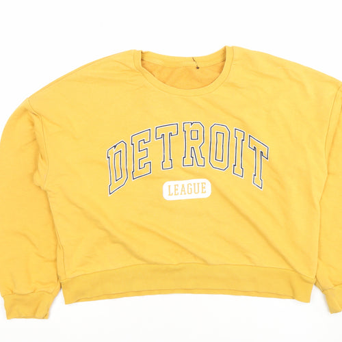New Look Womens Yellow Detroit League Cotton Sweatshirt UK 12