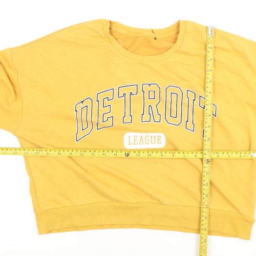 New Look Womens Yellow Detroit League Cotton Sweatshirt UK 12