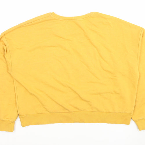 New Look Womens Yellow Detroit League Cotton Sweatshirt UK 12