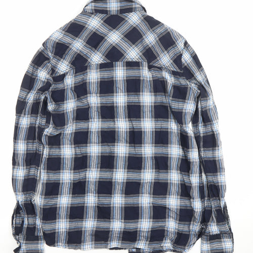 SoulCal & Co Womens Blue Plaid Button-Up Long Sleeve Shirt Size 8