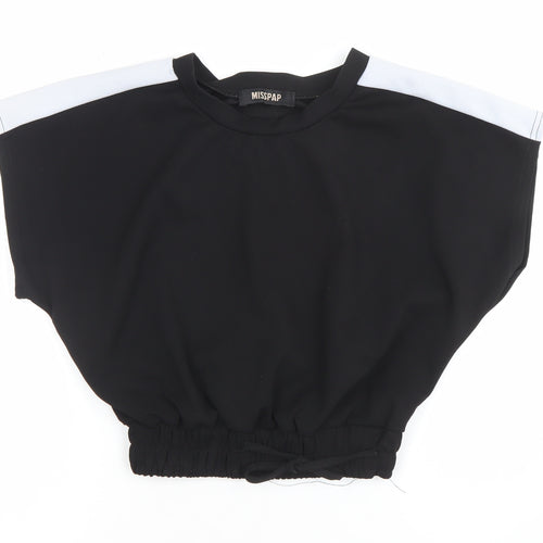 Misspap Women's Black Cropped Relaxed Jersey T-Shirt UK 8