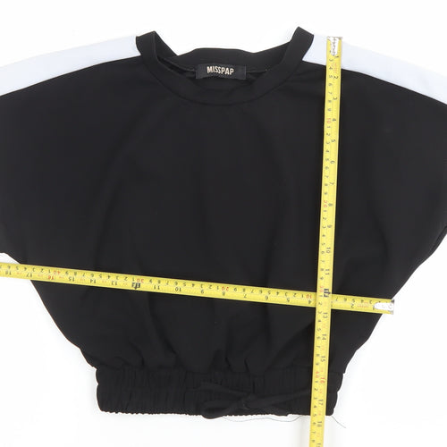 Misspap Women's Black Cropped Relaxed Jersey T-Shirt UK 8