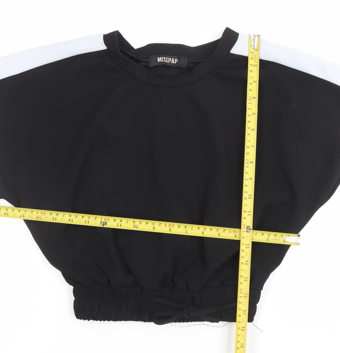 Misspap Women's Black Cropped Relaxed Jersey T-Shirt UK 8