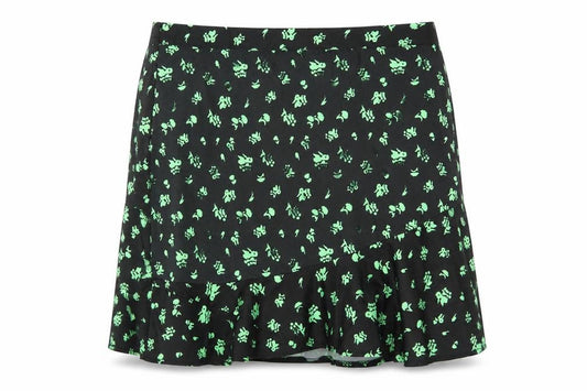 Front view of Nasty Gal Women's Black Floral Flare Short Skirt, size 16