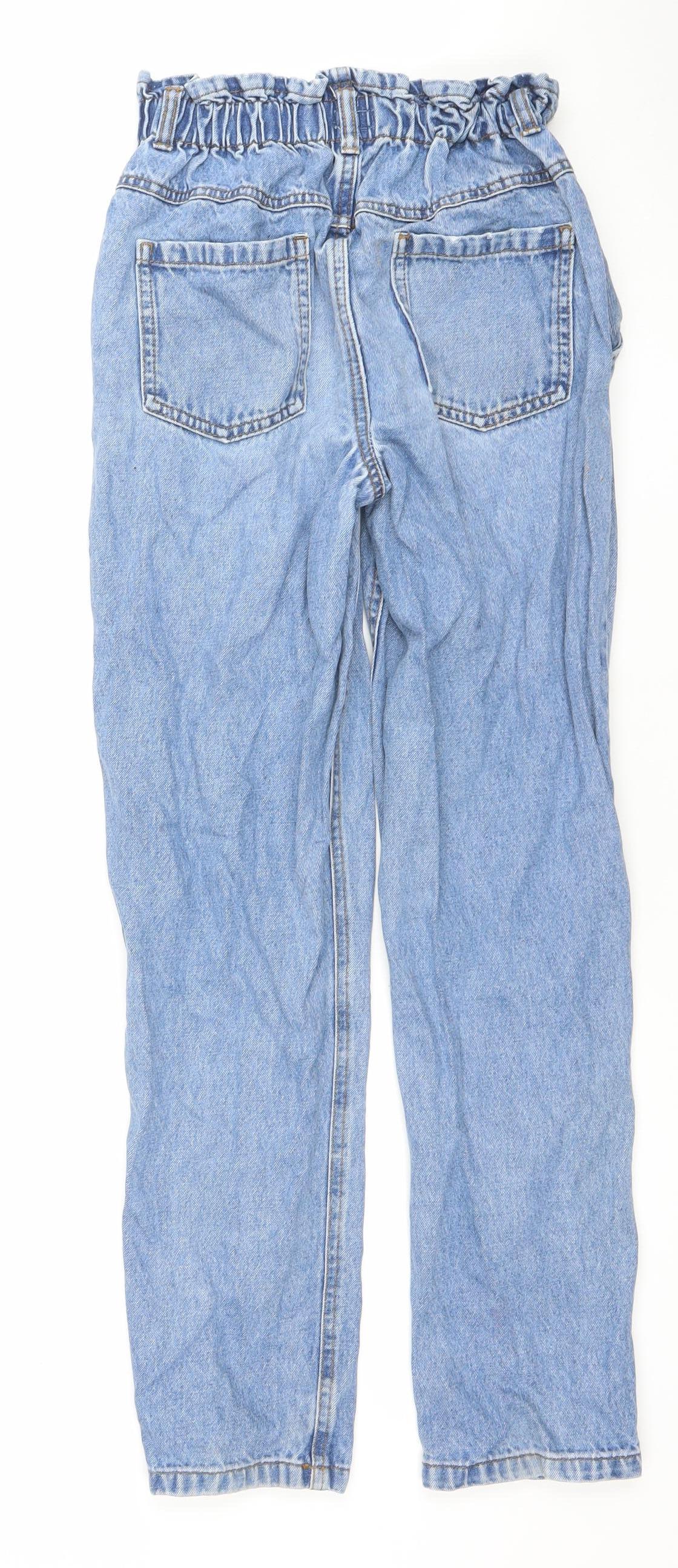 F&F Girls Blue Paperbag High Waist Relaxed Denim Jeans 12 Years