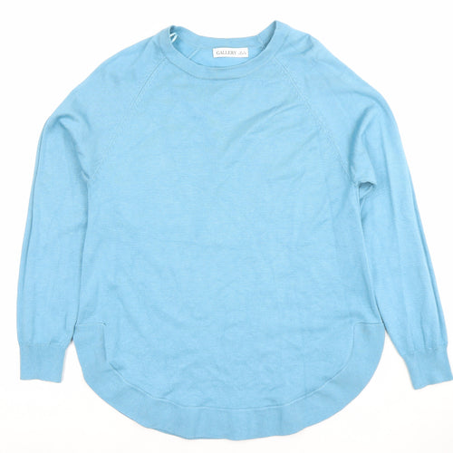 Gallery Women Blue Crew Neck Lightweight Long Sleeve Pullover Jumper Size S