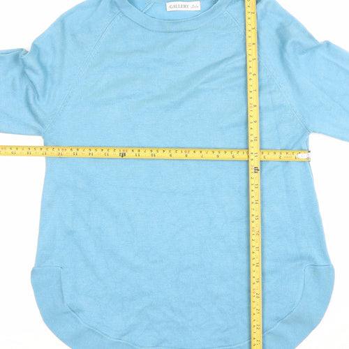 Gallery Women Blue Crew Neck Lightweight Long Sleeve Pullover Jumper Size S