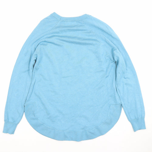 Gallery Women Blue Crew Neck Lightweight Long Sleeve Pullover Jumper Size S