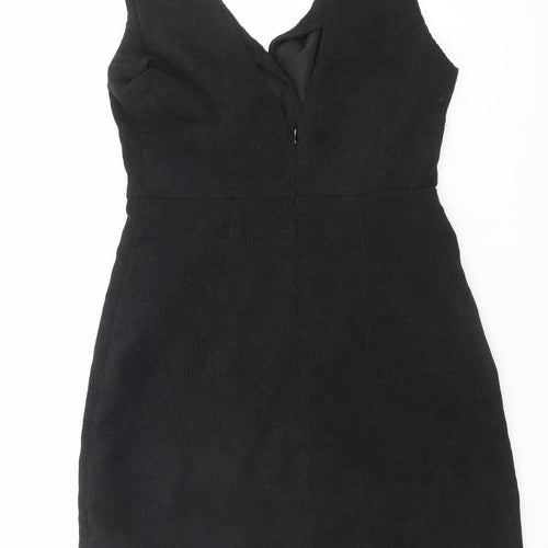 SHEIN Women’s Black Corduroy Pinafore Dress XS Sleeveless Button