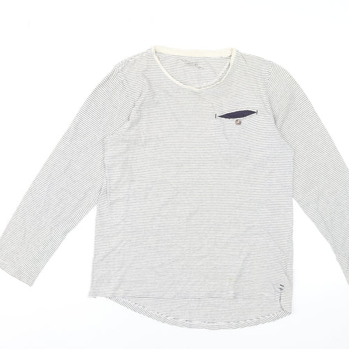 Next Boys White Striped Long Sleeve Cotton T-Shirt 12 Years