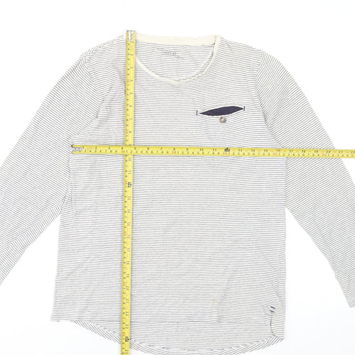 Next Boys White Striped Long Sleeve Cotton T-Shirt 12 Years