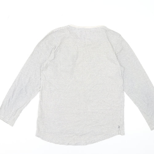 Next Boys White Striped Long Sleeve Cotton T-Shirt 12 Years