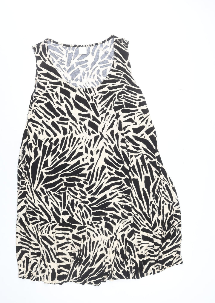 H&M Women’s Black Animal Print Sleeveless Viscose Shift Dress XL