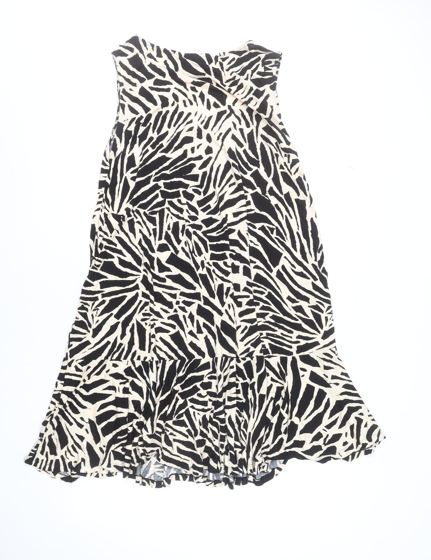H&M Women’s Black Animal Print Sleeveless Viscose Shift Dress XL